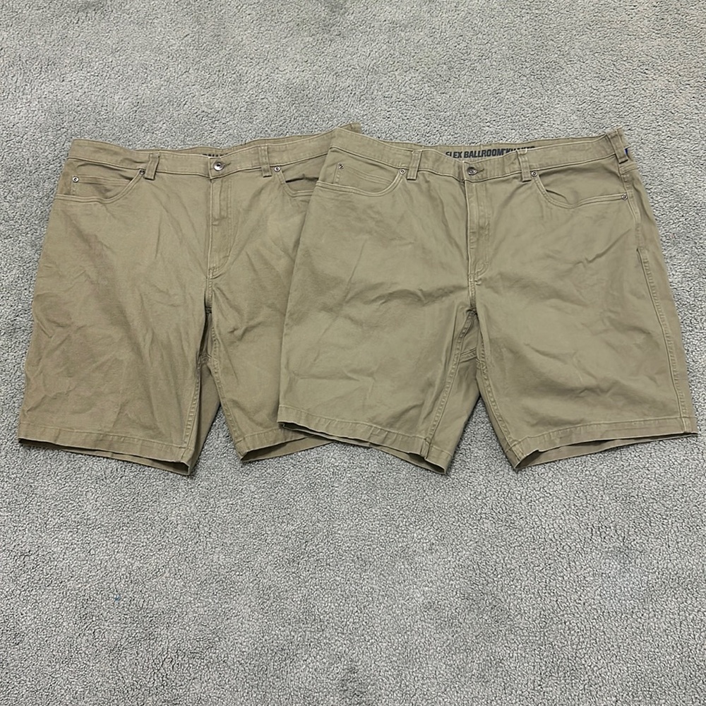 Lot of 2 Duluth Trading Co Flex Ballroom Khaki Shorts 42
